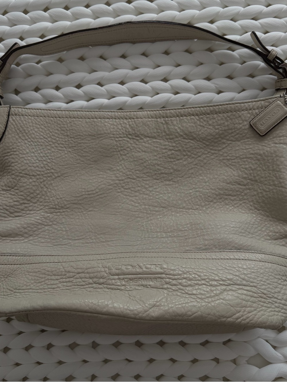 Coach Pebbled Leather Shoulder Bag in Light Cream
